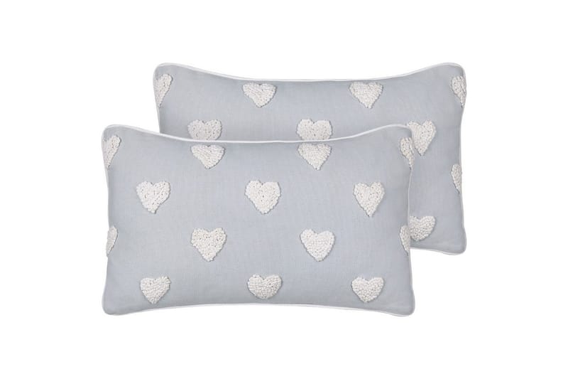 Prydnadskuddar Gazania set om 2 Grå/vit, Rektangulär, Grå/vit, Rektangulär