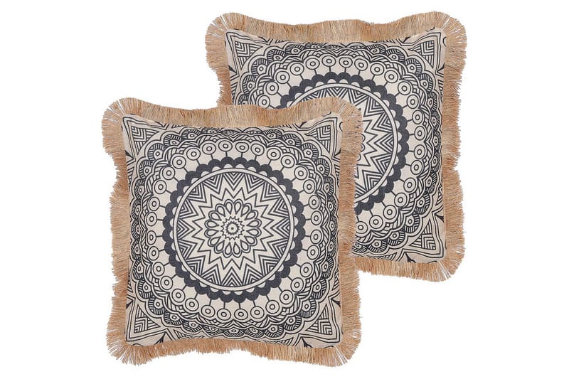 Prydnadskuddar Geranium set om 2 Beige/svart - Beige/svart - Utemöbler & utemiljö - Dynor - Utomhuskuddar