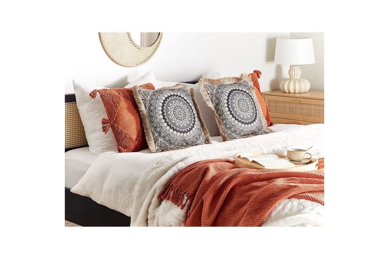 Prydnadskuddar Geranium set om 2 Beige/svart - Beige/svart - Utemöbler & utemiljö - Dynor - Utomhuskuddar