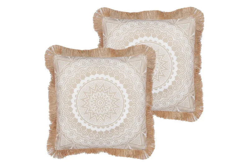 Prydnadskuddar Geranium set om 2 Beige/vit, Beige/vit