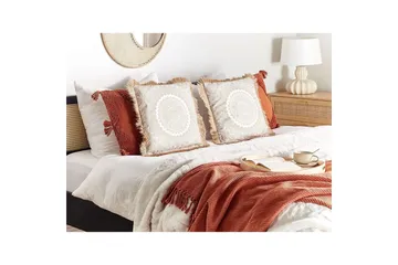 Prydnadskuddar Geranium set om 2 Beige/vit - Beige/vit - Utemöbler & utemiljö - Dynor - Utomhuskuddar