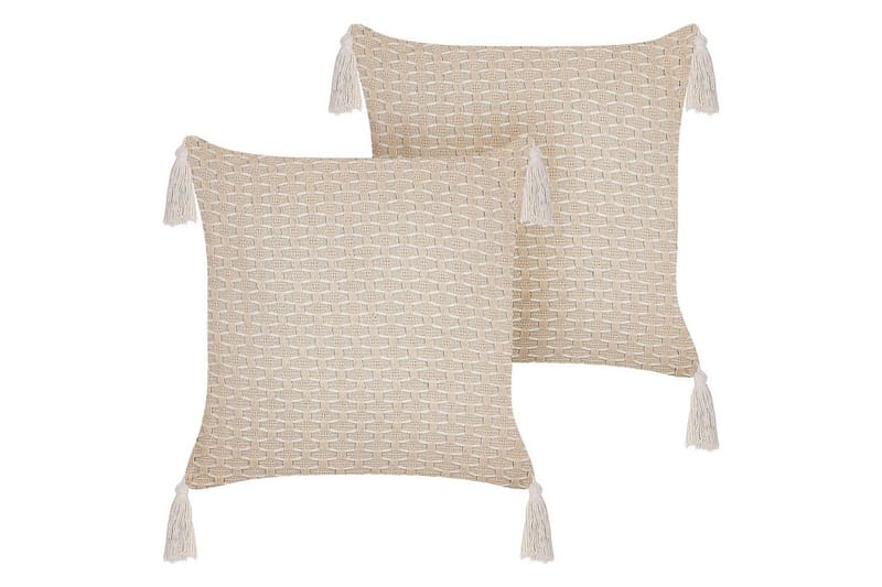 Prydnadskuddar Hakone set om 2 Beige, Fyrkantig, Beige, Fyrkantig