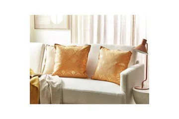 Prydnadskuddar Hoya set om 2 Orange/guld - Orange/guld - Utemöbler & utemiljö - Dynor - Utomhuskuddar