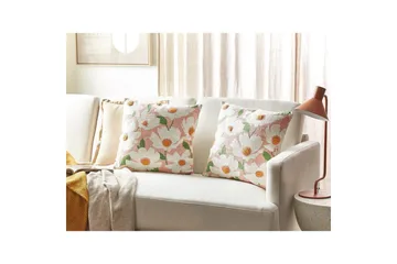 Prydnadskuddar Jatropha set om 2 Rosa/vit/grön/orange - Rosa/vit/grön/orange - Utemöbler & utemiljö - Dynor - Utomhuskuddar