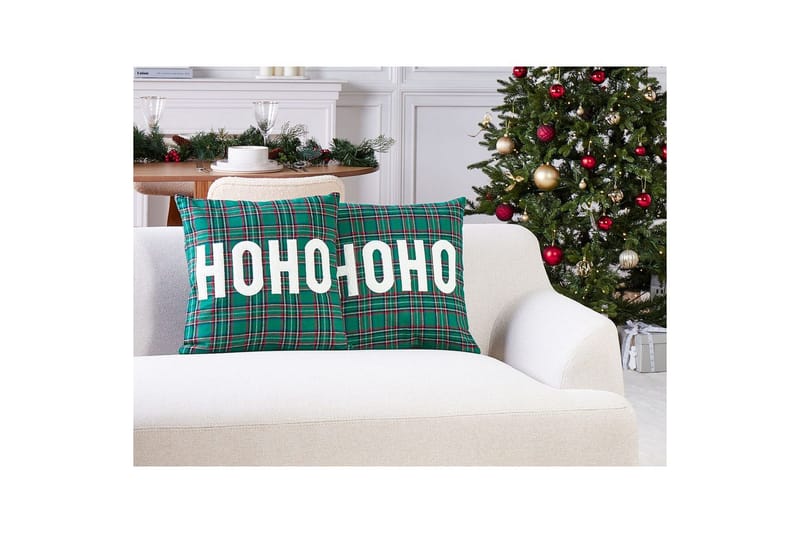 Prydnadskuddar Joycandy set om 2 Grön/Röd/Svart/Vit, Fyrkantig - Grön/Röd/Svart/Vit, Fyrkantig - Utemöbler & utemiljö - Dynor - Utomhuskuddar