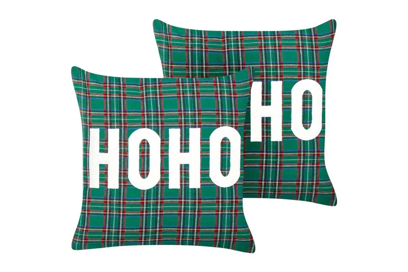 Prydnadskuddar Joycandy set om 2 Grön/Röd/Svart/Vit, Fyrkantig, Grön/Röd/Svart/Vit, Fyrkantig