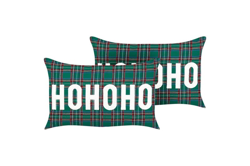 Prydnadskuddar Joycandy set om 2 Grön/Röd/Svart/Vit, Rektangulär, Grön/Röd/Svart/Vit, Rektangulär