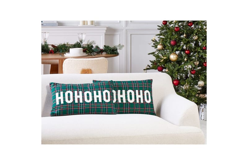 Prydnadskuddar Joycandy set om 2 Grön/Röd/Svart/Vit, Rektangulär - Grön/Röd/Svart/Vit, Rektangulär - Utemöbler & utemiljö - Dynor - Utomhuskuddar