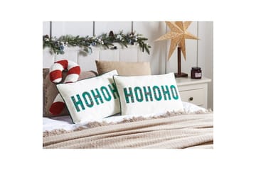 Prydnadskuddar Joycandy set om 2 Vit/Röd/Grön, Rektangulär - Vit/Röd/Grön, Rektangulär - Utemöbler & utemiljö - Dynor - Utomhuskuddar