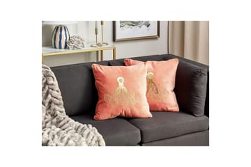 Prydnadskuddar Laminaria set om 2 Rött/guld - Rött/guld - Utemöbler & utemiljö - Dynor - Utomhuskuddar