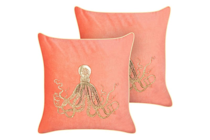 Prydnadskuddar Laminaria set om 2 Rött/guld, Rött/guld