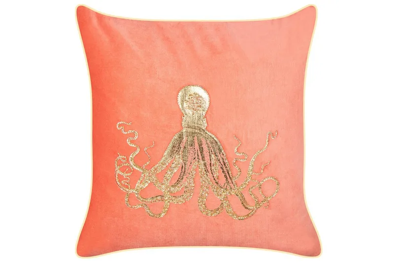 Prydnadskuddar Laminaria set om 2 Rött/guld - Rött/guld - Utemöbler & utemiljö - Dynor - Utomhuskuddar