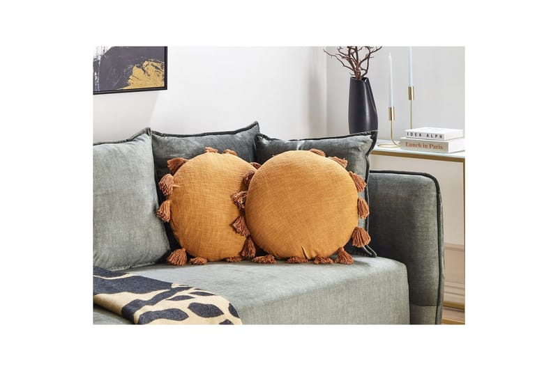 Prydnadskuddar Madia set om 2 Orange - Orange - Utemöbler & utemiljö - Dynor - Utomhuskuddar