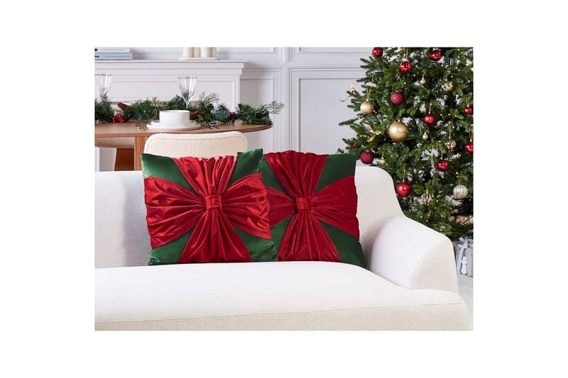 Prydnadskuddar Marshmallow set om 2 Grön/Röd - Grön/Röd - Utemöbler & utemiljö - Dynor - Utomhuskuddar