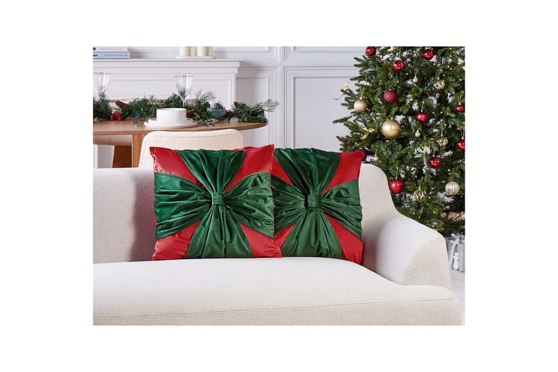 Prydnadskuddar Marshmallow set om 2 Röd/Grön - Röd/Grön - Utemöbler & utemiljö - Dynor - Utomhuskuddar