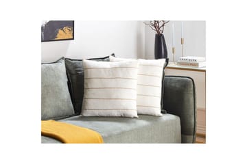 Prydnadskuddar Milas set om 2 Vit/Beige - Vit/Beige - Utemöbler & utemiljö - Dynor - Utomhuskuddar