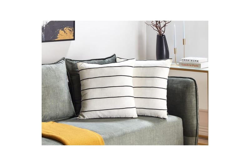 Prydnadskuddar Milas set om 2 Vit/Svart - Vit/Svart - Utemöbler & utemiljö - Dynor - Utomhuskuddar