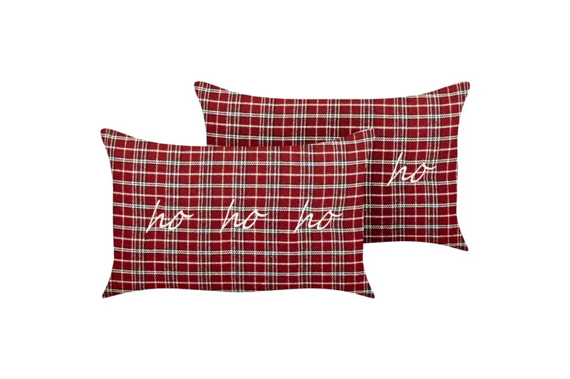 Prydnadskuddar Mochi set om 2 Röd/svart/vit, Röd/svart/vit
