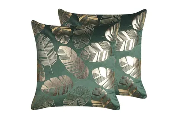 Prydnadskuddar Sunflower set om 2 Grön/guld - Grön/guld - Utemöbler & utemiljö - Dynor - Utomhuskuddar