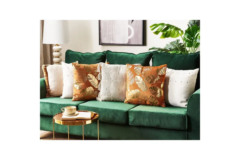 Prydnadskuddar Sunflower set om 2 Orange/guld - Orange/guld - Utemöbler & utemiljö - Dynor - Utomhuskuddar