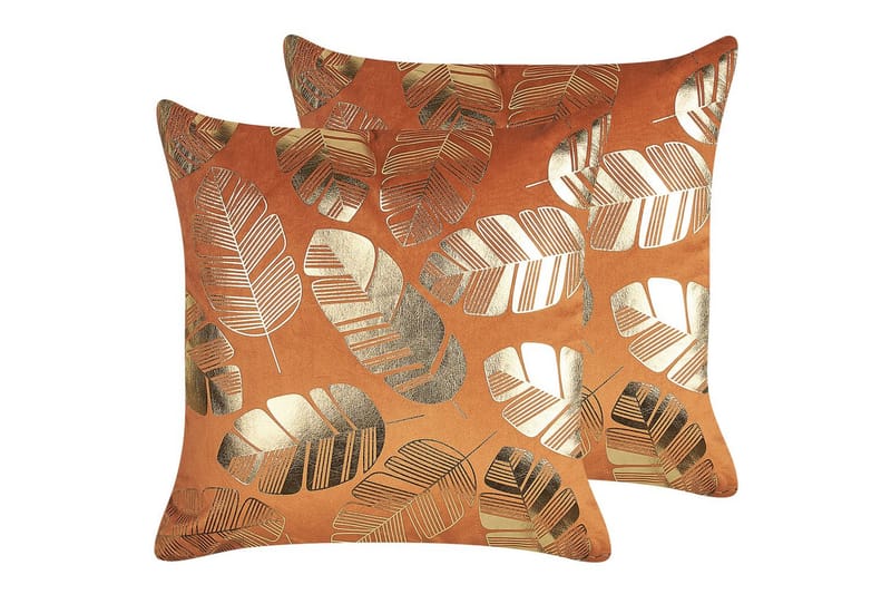 Prydnadskuddar Sunflower set om 2 Orange/guld - Orange/guld - Utemöbler & utemiljö - Dynor - Utomhuskuddar