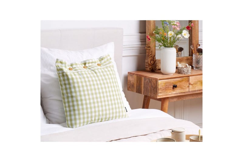 Prydnadskuddar Talya Grönt/vitt/ljust trä, Fyrkantig - Grönt/vitt/ljust trä, Fyrkantig - Utemöbler & utemiljö - Dynor - Utomhuskuddar