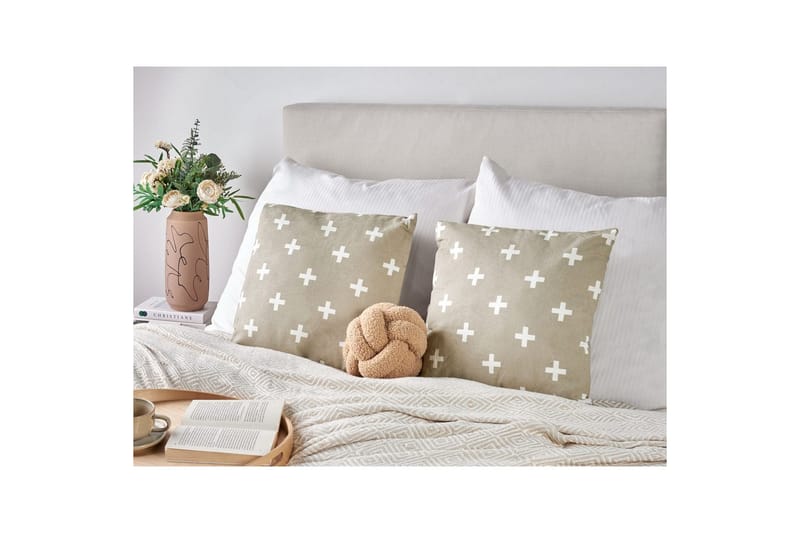 Prydnadskuddar Velleia set om 2 Beige/vit - Beige/vit - Utemöbler & utemiljö - Dynor - Övriga dynor