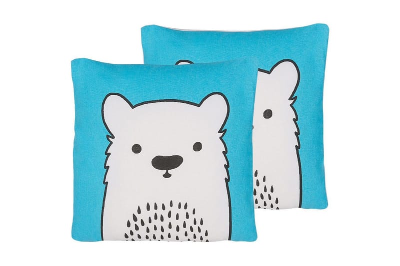 Prydnadskuddar Waranasi set om 2 Blå/vit/svart, Blå/vit/svart