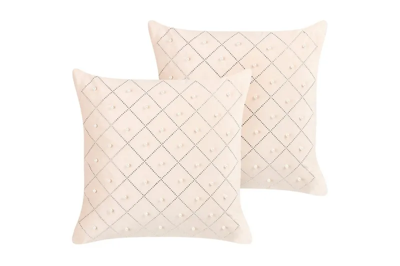 Prydnadskuddar Yarrow set om 2 Beige/Silver, Beige/Silver