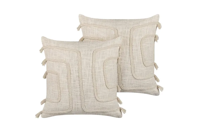 Prydnadskuddar Pleione set om 2 Beige, Beige