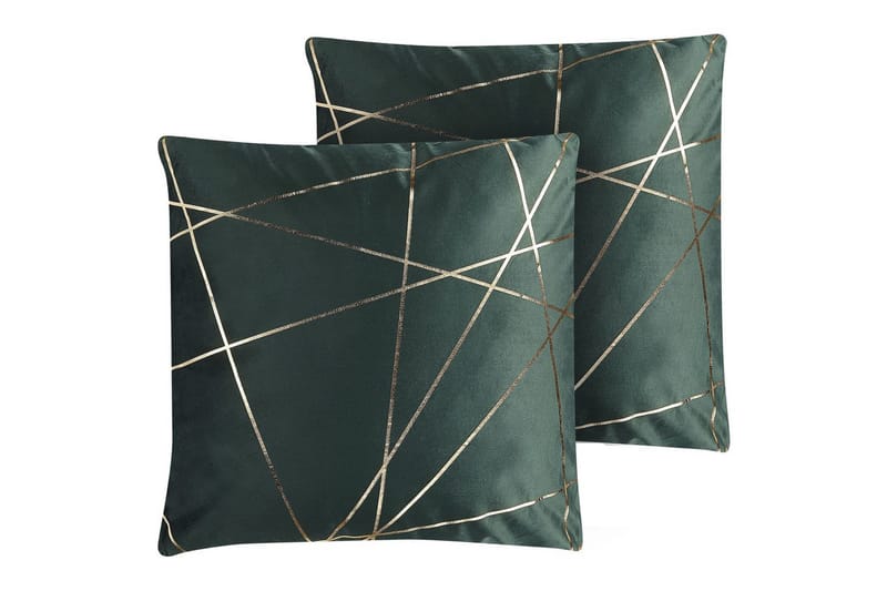 Prydnadskuddar Pinus set om 2 Grön/guld - Grön/guld - Utemöbler & utemiljö - Dynor - Utomhuskuddar