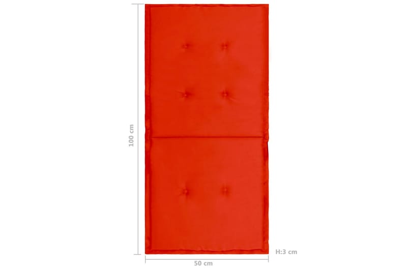 Dynor för trädgårdsstolar 4 st röd 100x50x3 cm - Röd - Sittdyna & ryggdyna utemöbler