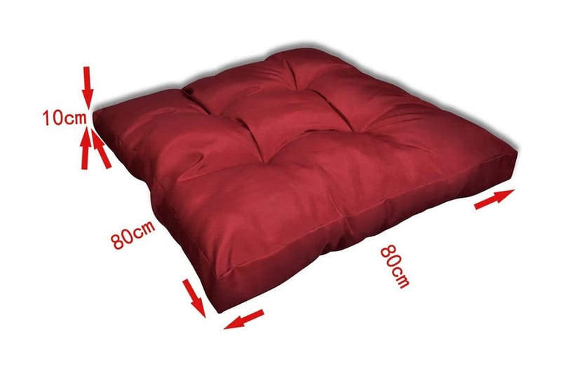 Stoppad sittdyna 80x80x10 cm vinröd - Röd - Sittdyna & ryggdyna utemöbler