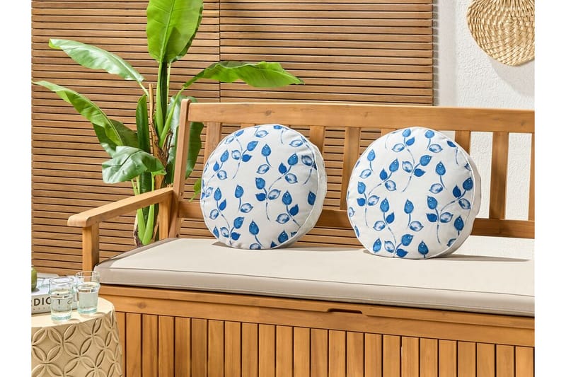 Utomhuskudde Fasano 40 cm Rund - Vit/Blå - Utemöbler & utemiljö - Dynor - Utomhuskuddar
