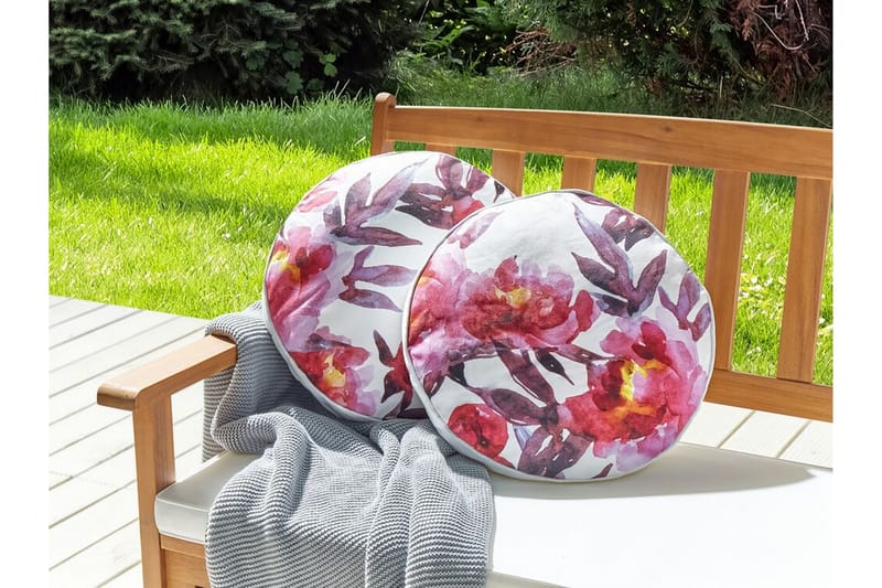 Utomhuskudde Trepuzzi 40 cm Rund 2 st - Vit/Rosa - Utemöbler & utemiljö - Dynor - Utomhuskuddar