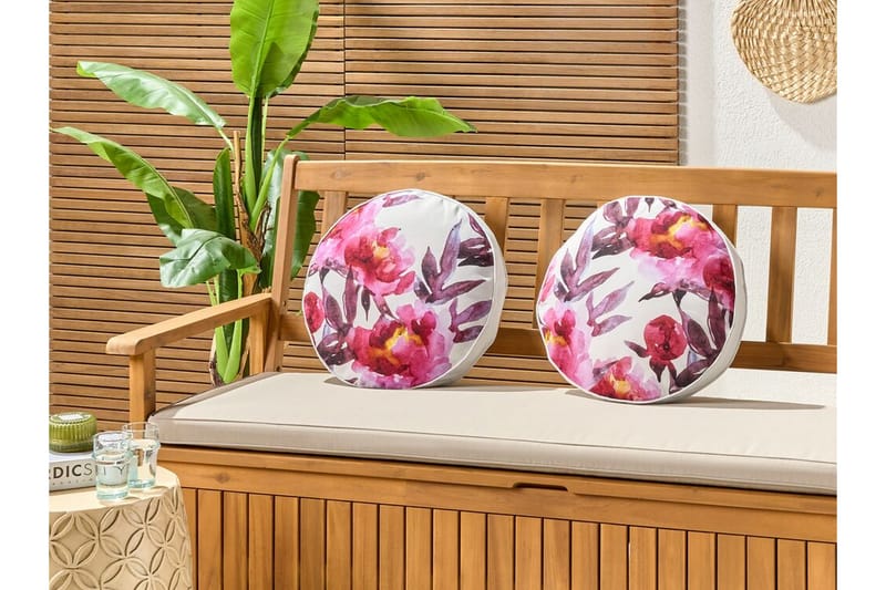Utomhuskudde Trepuzzi 40 cm Rund 2 st - Vit/Rosa - Utemöbler & utemiljö - Dynor - Utomhuskuddar