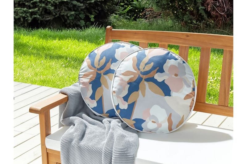 Utomhuskudde Vernole 40 cm Rund 2 st - Vit/Blå/Rosa - Utemöbler & utemiljö - Dynor - Utomhuskuddar