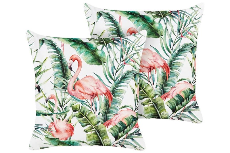 Utomhuskudde Visper 45x45 cm 2 st - Vit/Grön/Rosa - Utemöbler & utemiljö - Dynor - Utomhuskuddar