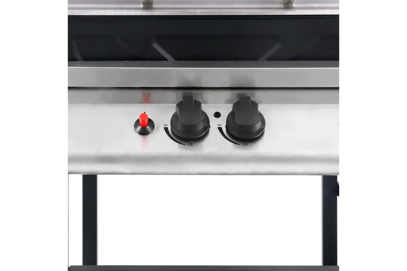 Gasolgrill med sidobord i 3 nivåer svart och silver - Svart - Gasolgrillar