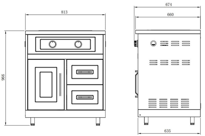 Inox Range - Modul med sidobrännare - Myoutdoorkitchen - Utemöbler & utemiljö - Grill & utekök - Grilltillbehör
