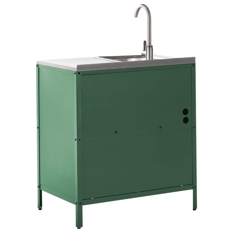 2-delat utekök med vask 2 dörrar Vilama - Grön, Silver - Utemöbler & utemiljö - Grill & utekök - Utekök - Kompletta utekök