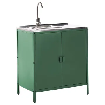 2-delat utekök med vask 2 dörrar Vilama - Grön, Silver - Utemöbler & utemiljö - Grill & utekök - Utekök - Kompletta utekök