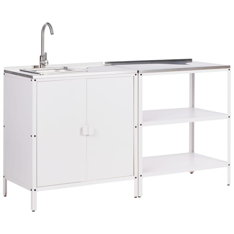 2-delat utekök med vask 2 dörrar Vilama, Vit, Silver