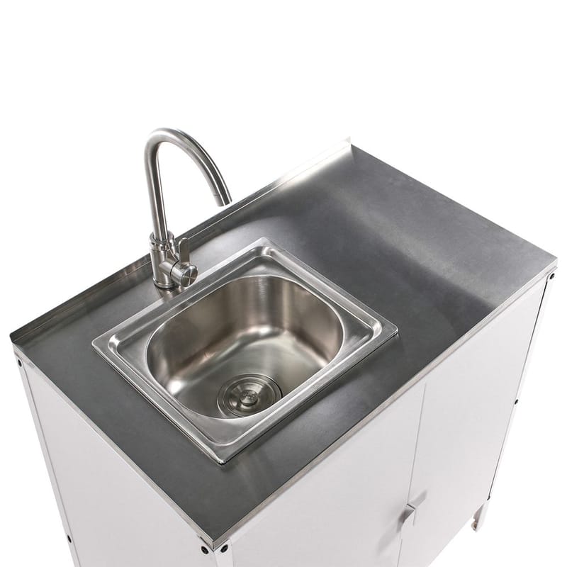 2-delat utekök med vask 2 dörrar Vilama - Vit, Silver - Utemöbler & utemiljö - Grill & utekök - Utekök - Kompletta utekök