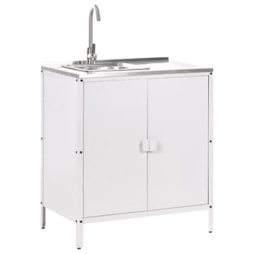 2-delat utekök med vask 2 dörrar Vilama - Vit, Silver - Utemöbler & utemiljö - Grill & utekök - Utekök - Kompletta utekök