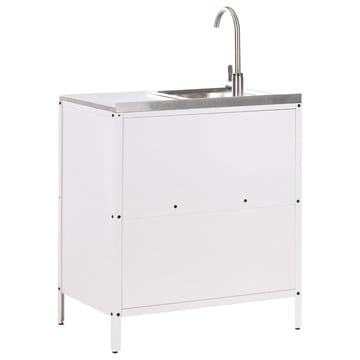 2-delat utekök med vask 4 dörrar Vilama - Vit, Silver - Utemöbler & utemiljö - Grill & utekök - Utekök - Kompletta utekök