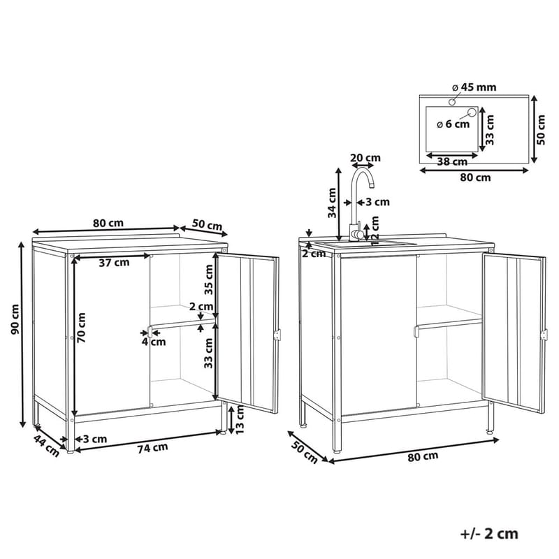2-delat utekök med vask 4 dörrar Vilama - Vit, Silver - Utemöbler & utemiljö - Grill & utekök - Utekök - Kompletta utekök