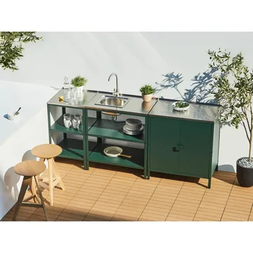 3-delat utekök med vask 2 dörrar Vilama - Grön, Silver - Utemöbler & utemiljö - Grill & utekök - Utekök - Kompletta utekök