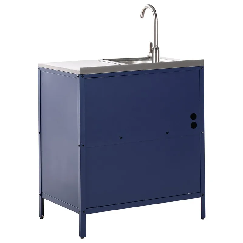 3-delat utekök med vask 4 dörrar Vilama - Blå, Silver - Utemöbler & utemiljö - Grill & utekök - Utekök - Kompletta utekök