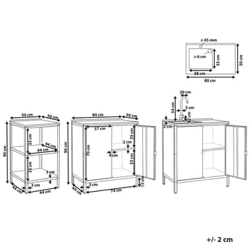 3-delat utekök med vask 4 dörrar Vilama - Blå, Silver - Utemöbler & utemiljö - Grill & utekök - Utekök - Kompletta utekök